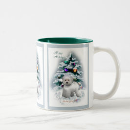 Caneca De Café Em Dois Tons Presentes de Natal Bichon Frise