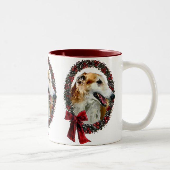 Caneca De Café Em Dois Tons Presentes de Natal Borzoi (Direita)