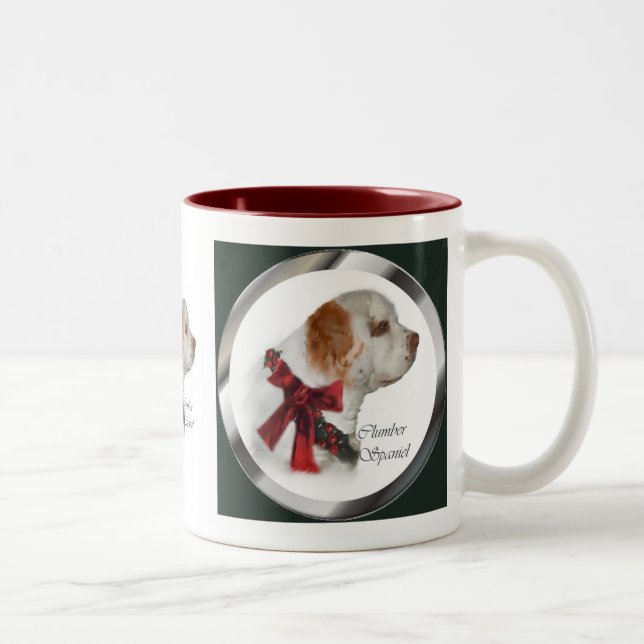 Caneca De Café Em Dois Tons Presentes de Natal Clumber Spaniel (Direita)