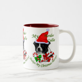 Caneca De Café Em Dois Tons Presentes de Natal da Border Collie