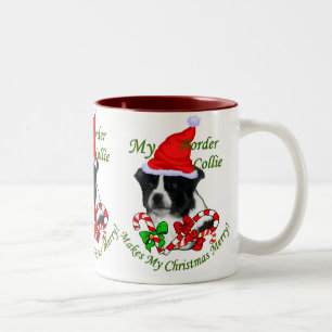 Caneca De Café Em Dois Tons Presentes de Natal da Border Collie