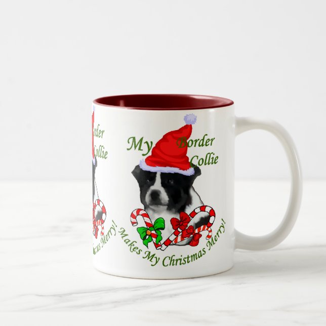 Caneca De Café Em Dois Tons Presentes de Natal da Border Collie (Direita)