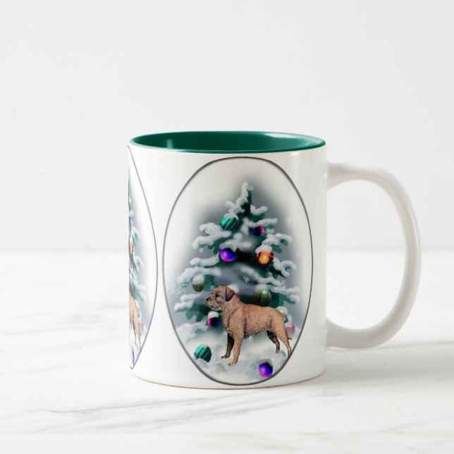 Caneca De Café Em Dois Tons Presentes de Natal de Borda Terrier (Direita)