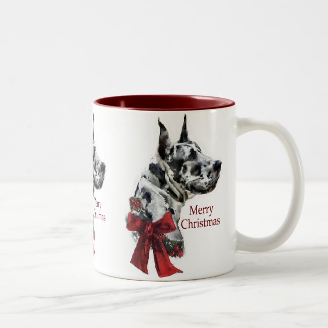 Caneca De Café Em Dois Tons Presentes de Natal de Harlequin Great Dane (Direita)