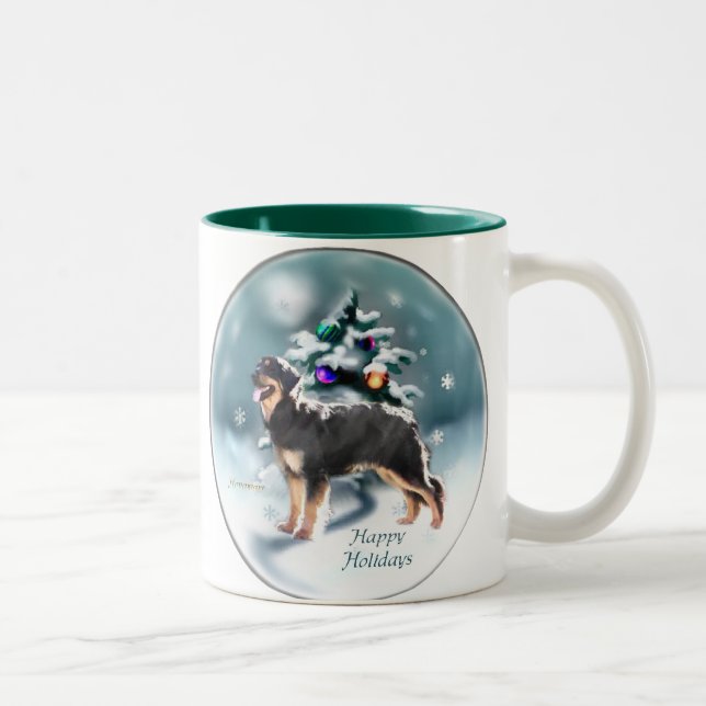 Caneca De Café Em Dois Tons Presentes de Natal de Hovawart (Direita)