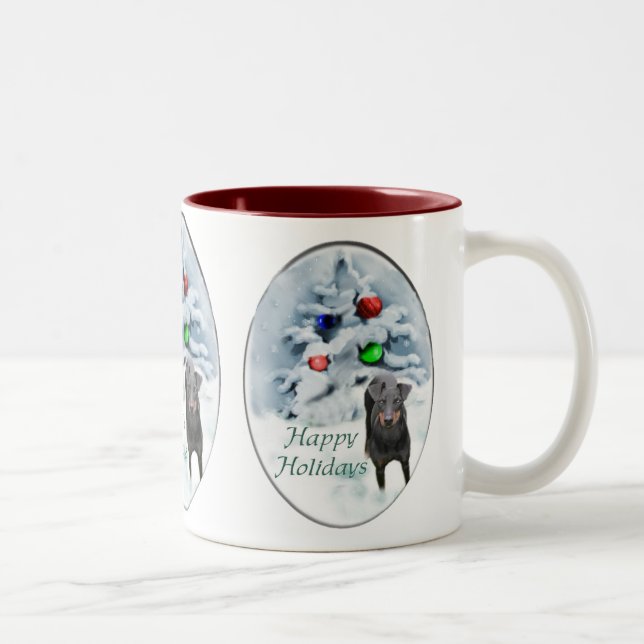 Caneca De Café Em Dois Tons Presentes de Natal de Manchester Terrier (Direita)