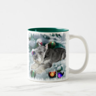 Caneca De Café Em Dois Tons Presentes de Natal de Miniatura Schnauzer