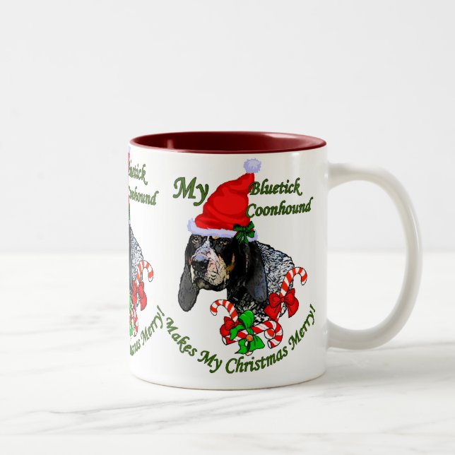 Caneca De Café Em Dois Tons Presentes de Natal do Bluetick Coonhound (Direita)