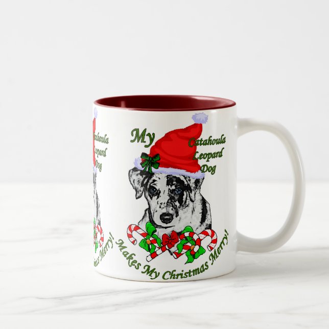 Caneca De Café Em Dois Tons Presentes de Natal do Cão-Leopardo Catahoula (Direita)