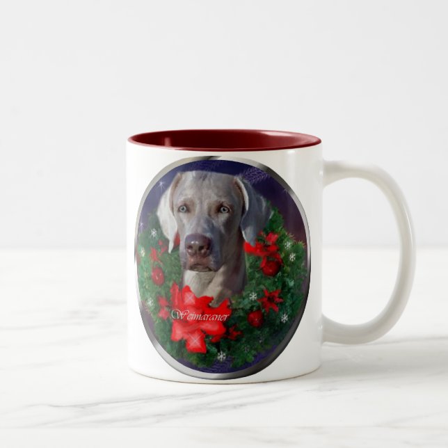 Caneca De Café Em Dois Tons Presentes de Natal do Weimaraner (Direita)