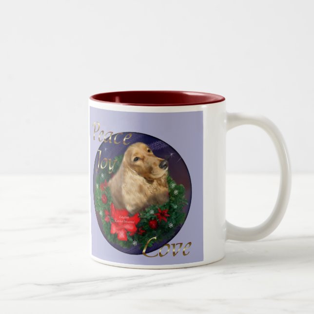 Caneca De Café Em Dois Tons Presentes de Natal em Inglês Cocker Spaniel (Direita)