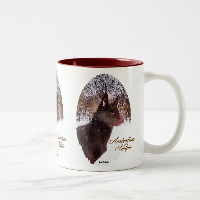 Caneca De Café Em Dois Tons Presentes de Natal em Kelpie australianos (Direita)