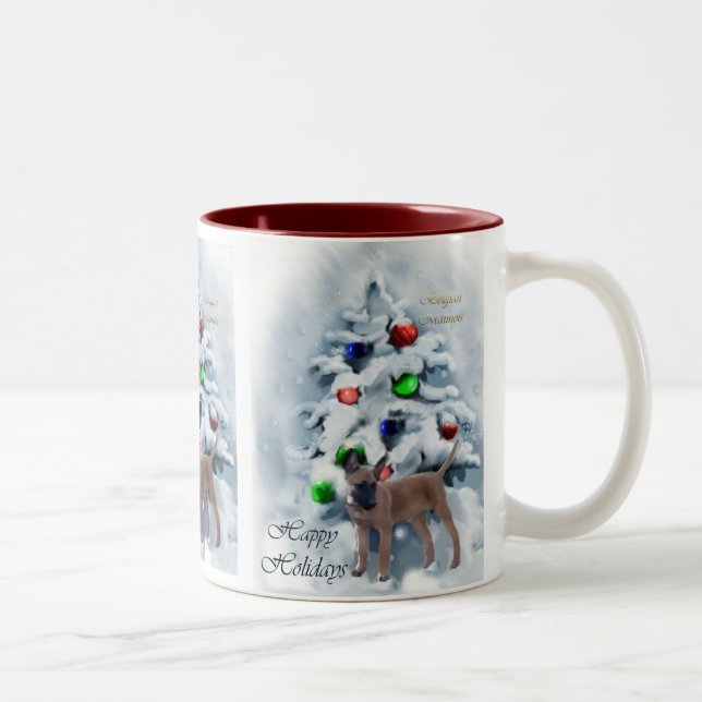 Caneca De Café Em Dois Tons Presentes de Natal em Malinois belgas (Direita)