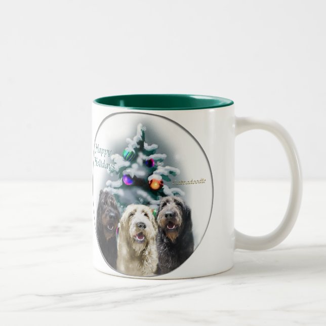 Caneca De Café Em Dois Tons Presentes de Natal Labradoodle (Direita)