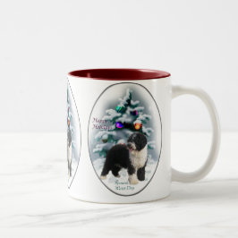 Caneca De Café Em Dois Tons Presentes de Natal no Cão de Água Espanhol