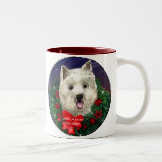 Caneca De Café Em Dois Tons Presentes de Natal no Terrier White Highland West (Direita)