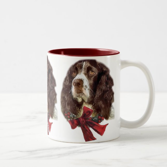Caneca De Café Em Dois Tons Presentes de Natal para English Springer Spaniel (Direita)
