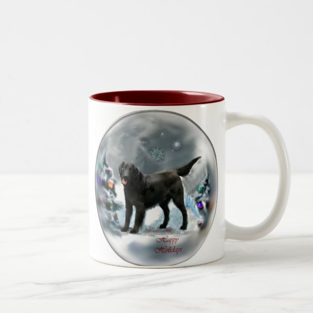 Caneca De Café Em Dois Tons Presentes de Natal para Retriever Revestidos Plano (Direita)