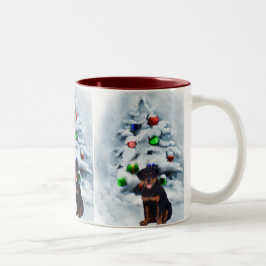 Caneca De Café Em Dois Tons Presentes de Natal Rottweiler