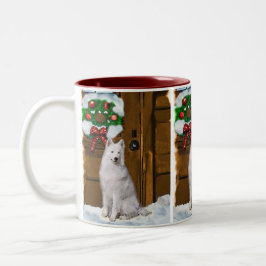 Caneca De Café Em Dois Tons Presentes de Natal Samoyed