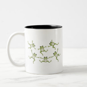 Caneca De Café Em Dois Tons Presentes de Rãs Dançantes Adoráveis para Amantes 