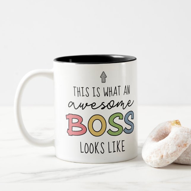 Caneca De Café Em Dois Tons Presentes do Chefe Incrível | Presentes Engraçados (Com Donut)