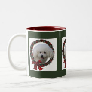 Caneca De Café Em Dois Tons Presentes do Natal de Bichon Frise