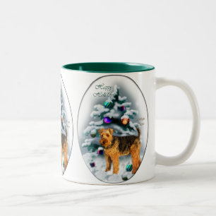 Caneca De Café Em Dois Tons Presentes do Natal de galês Terrier