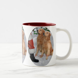 Caneca De Café Em Dois Tons Presentes do Natal do golden retriever