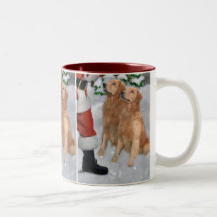 Caneca De Café Em Dois Tons Presentes do Natal do golden retriever