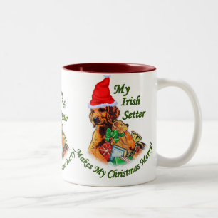 Caneca De Café Em Dois Tons Presentes do Natal do setter irlandês