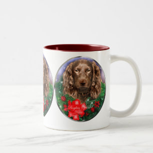Caneca De Café Em Dois Tons Presentes do Natal do Spaniel de Boykin