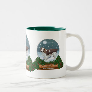Caneca De Café Em Dois Tons Presentes do Natal do Spaniel de galês Springer