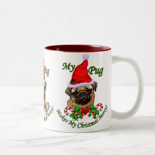 Caneca De Café Em Dois Tons Presentes do Natal dos amantes do Pug