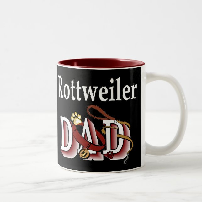 Caneca De Café Em Dois Tons Presentes do Papai Rottweiler (Direita)