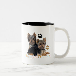 Caneca De Café Em Dois Tons Presentes duplos de problemas em Yorkshire Terrier