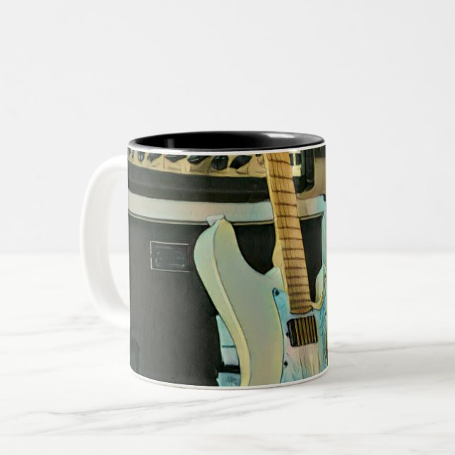 Caneca De Café Em Dois Tons Presentes para amantes de violão (Frente Esquerda)