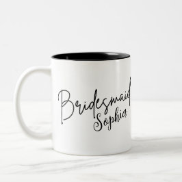 Caneca De Café Em Dois Tons Presentes para Damas de Honra | Letra Preta Modern