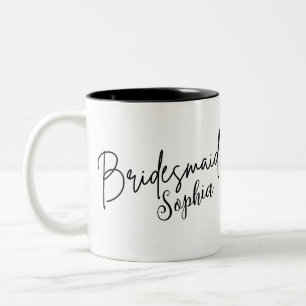 Caneca De Café Em Dois Tons Presentes para Damas de Honra Letra Preta Modern