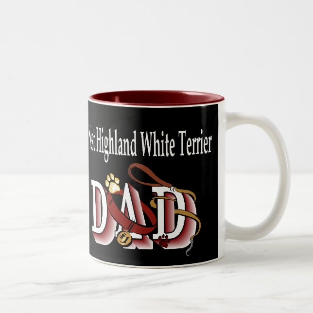 Caneca De Café Em Dois Tons Presentes para Pai West Highland White Terrier (Direita)