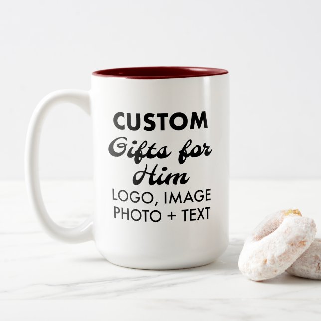 Caneca De Café Em Dois Tons Presentes personalizados para ele Maroon 2-Tone Mu (Com Donut)