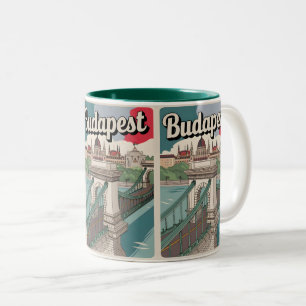 Caneca De Café Em Dois Tons presentes ponte elizabeth vintage budapeste hungri