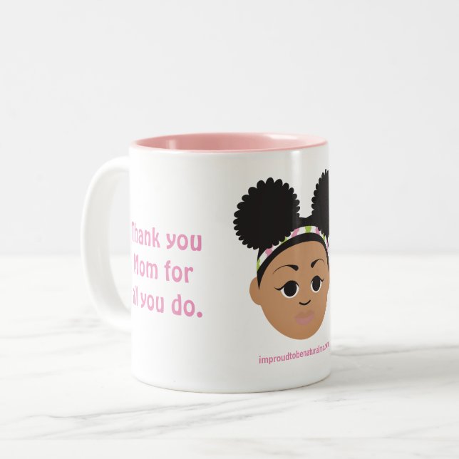 Caneca De Café Em Dois Tons Presentes #Proud2BNaturalMe para #Mãe (Frente Esquerda)