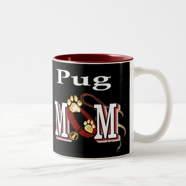 Caneca De Café Em Dois Tons Presentes Pug MOM (Direita)