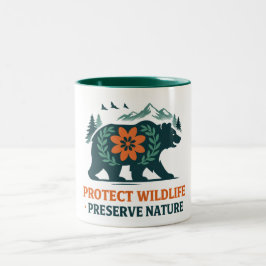 Caneca De Café Em Dois Tons Preserve Nature Bear Conservation Graphic Tee