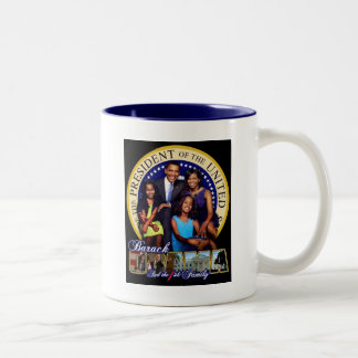 CANECA DE CAFÉ EM DOIS TONS PRESIDENTE BARACK OBAMA E FAMÍLIA