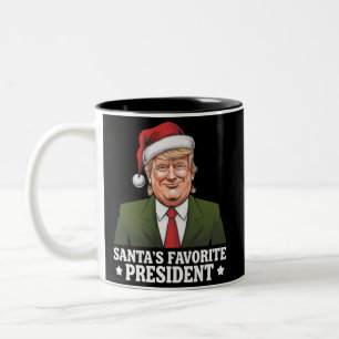 Caneca De Café Em Dois Tons Presidente Favorito do Papai Noel Natal Engraçado 