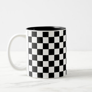 Caneca De Café Em Dois Tons Preto & branco Checkered