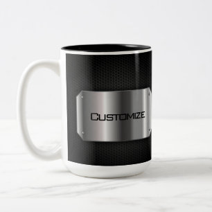 Caneca De Café Em Dois Tons Preto E Aço