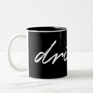 Caneca De Café Em Dois Tons Preto e branco - "Bebida" minimalista